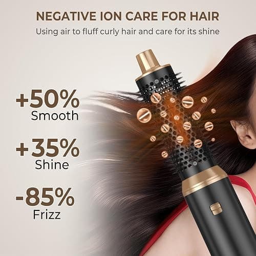 5 in 1 Blow Dryer Brush, Upgrade Hair Dryer Brush Air Curler Air Curling Wrap Styler, Detachable Hot Air Brush Negative Ion Curling Brush Iron, Hair Styling Tools for Drying Curling Straightening thumbnail 4