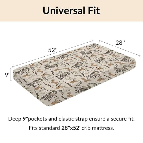 Deer Hunting Baby Crib Sheets Hunter Tree Stand Soft Breathable Baby Sheets Wild Animals Hunter Fitted Crib Mattress Cover for Standard Mattress 28x52in thumbnail 3