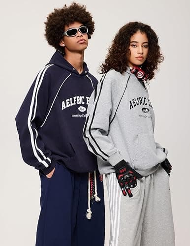 Aelfric Eden Oversized Hoodie Vintage Letter Print Sweatshirt Novelty Hooded Pullover With Pocket thumbnail 3