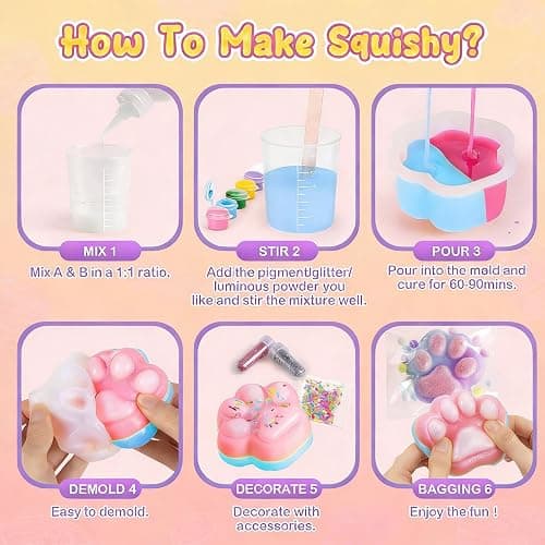 Generisch Flüssigsilikon für Katzenpfote Squishy Selber Machen Bastelset für Kinder Erwachsene, 1: 1 Verhältnis Gemischt Superweiches Silikongummi, DIY Stressabbau Sensorik Spielzeug (Rosa) thumbnail 6