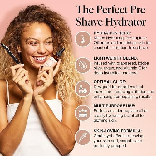 Kitsch Dermaplaning Bundle – Hydrating Dermaplane Oil & 12pc Dermaplane Blush Razors for Smooth, Glowing Skin thumbnail 3