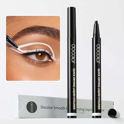 Docolor Waterproof Eyeliner Pen Super Slim Liquid Eyeliner Eye Liner Gel (White) - Black thumbnail 2
