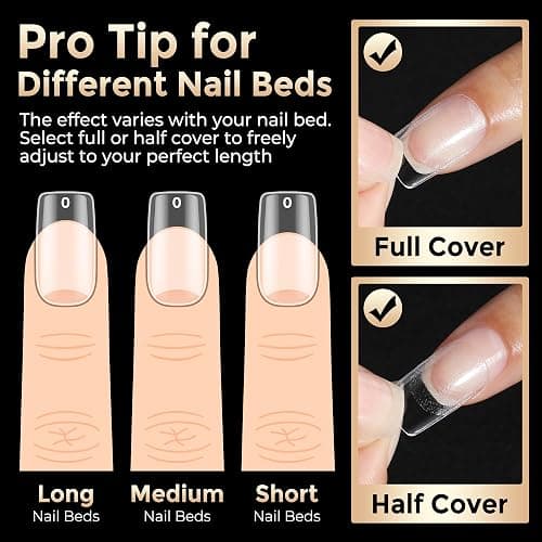 Nail Tips Square: 504PCS Tri-Layer Core Short Square Gel Nail Tips, 12 Sizes Soft Clear Nails Full Cover Acrylic False Fake Nails for Women Flat & Natural Nail Extensions Home thumbnail 9
