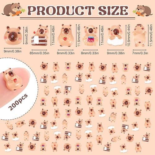 GGSTDDUP 200 Pcs Mini Resin Capybara Random Tiny Capybara Figurines | Miniature Animal Figurines for DIY Cake Decoration Ornaments Crafts Moss Landscape thumbnail 3