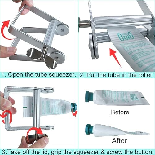 Toothpaste Squeezer, Metal Toothpaste Tube Squeezer Paint Tube Wringer for Artist, Hair Salon, Painter… thumbnail 3