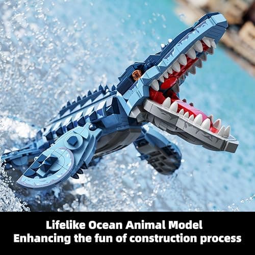 EITOLNR Mosasaurus Dinosaur Building Blocks Set, 805 PCS Dinosaur World Building Toy, Jurassic Ocean Animal Model Collection Toys for Home Decor, Birthday Gift for Adults Boys Age 8-12 thumbnail 6