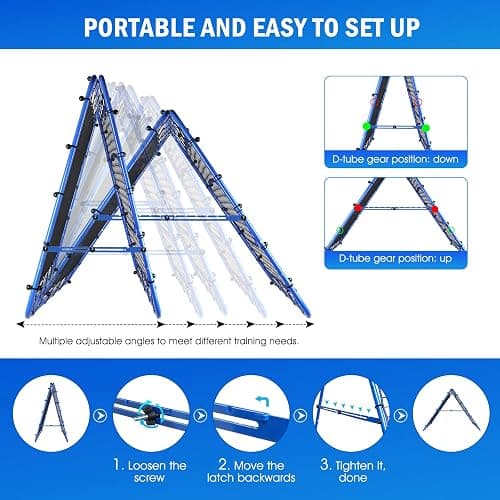 Winthai Soccer Rebounder Net, Quick-Switch Angle Dual-Sided/Dual/Three Mode Easy Setup Soccer Goal Rebounder for Control, Passing Practice, Soccer Training Gifts Aids & Equipment for Kids,Teens&Adults thumbnail 5