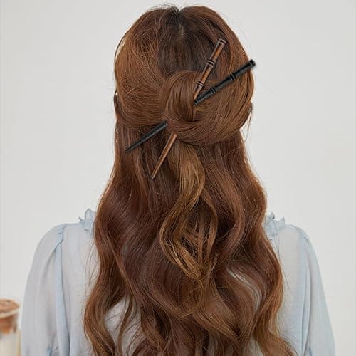 12 Pcs Vintage Wood Hair Sticks Bamboo Shape Hair Chopsticks Japanese Chinese Hairpin Decorative Retro Hair Forks Hanfu Pins Bun Holders for Long Hair Women thumbnail 5