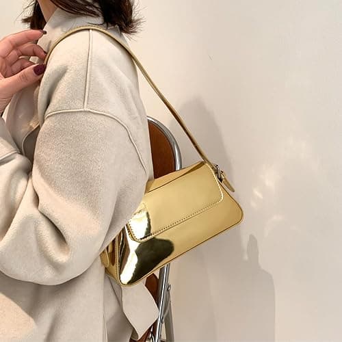 Women Small Shoulder Bag Cute Hobo Tote Handbag Evening Clutch Bag Y2k Sparkly Silver Purse for Party Prom Wedding thumbnail 3
