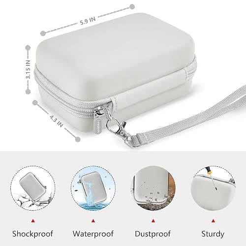 Leayjeen Digital Camera Case Compatible with 4K HD Digital Cameras 64MP, 16x Zoom Camera Portable Hard Case Includes Shoulder Strap and Mesh Storage Pocket(White)(Case Only) thumbnail 2