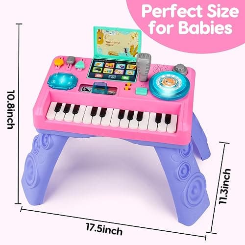 Baby DJ Table for Toddlers 1-3 with Music & Light, Musical Baby Piano Toys 6-9-12-18 Months Toddler Activity Table Music Instruments Learning Toys for 1 Year Old Girl Christmas Birthday Gifts Age 0-2 thumbnail 2