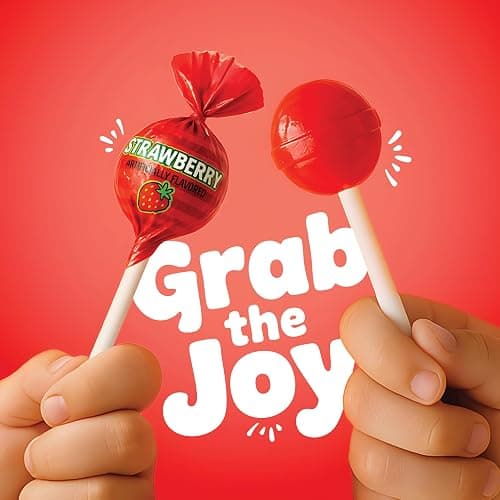 Strawberry Lollipops – 65 Count Bulk Candy Pack, Individually Wrapped Suckers – Sweet Strawberry Flavor – Party Candy, Parade Treats, Birthday Favors & Kids Events thumbnail 3