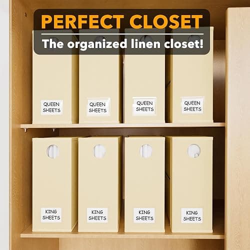 SpaceAid 8 Pack Bed Sheet Organizers and Storage, Foldable Sheet Organizer for Linen Closet, Sheets Set Folder Keeper with Window XL (Queen & King Size) Bedding Container (Beige, 8 Pack) thumbnail 6