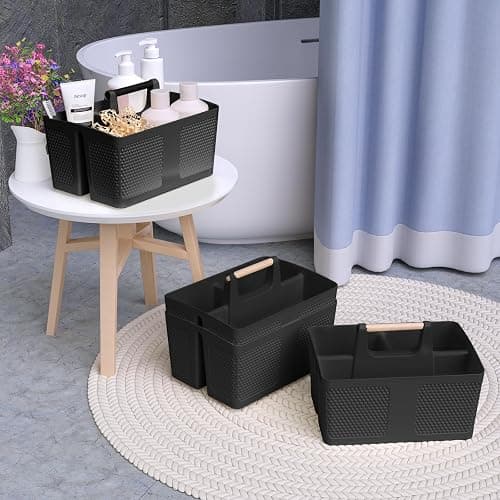 Xuhdukc Shower Caddy Portable and Cleaning Caddy Organizer for Bathroom, Kitchen, Toiletries Storage ，Caddy organizer with handle, Rust-Resistant, Durable Material (Black, 9.36" L×7.73" W×7.24" H) thumbnail 5