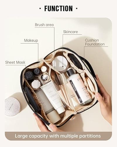 EACHY Travel Makeup Bag,Large Capacity Cosmetic Bags for Women,Waterproof Portable Pouch Open Flat Toiletry Bag Pattern Makeup Bag thumbnail 2