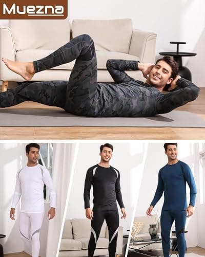 Muezna Men's Thermal Top and Bottom Set Underwear Long Johns Base Layer with Soft Fleece Lined thumbnail 6