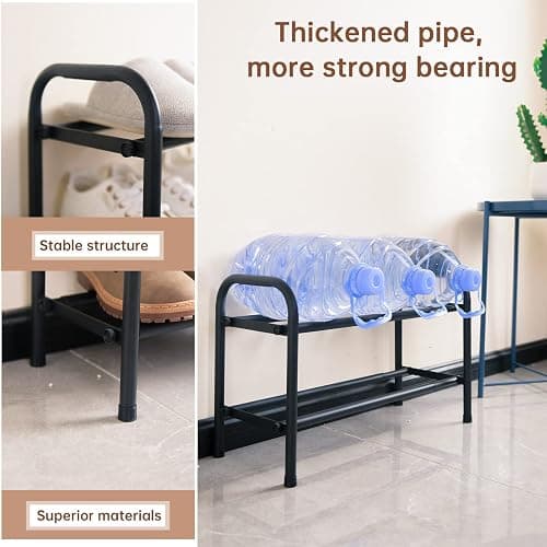 Gonfoam Shoe Rack for Closet, Expandable Shoe Organizer Storage Shelf, Adjustable Metal Free Standing Small Closet Shoe Rack for Entryway, Doorway (2-Tier Black) thumbnail 5
