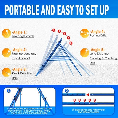 Volleyball Lacrosse Rebound Net Pro, WINTHAI Lacrosse Rebounder for Backyard, 7x4FT/6x4FT/4x4FT Bounce Back Net with Target Strike Zone, Easy Quick Setup, Volleyball Baseball Softball Soccer Training thumbnail 4