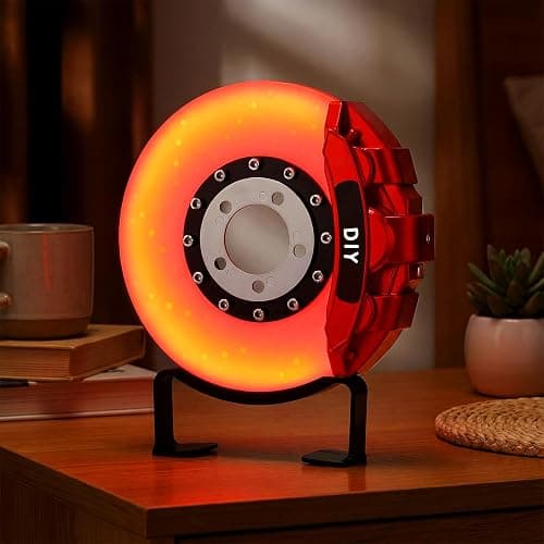 WILLBOND Brake Disc LED Lamp Car Guy Gifts for Men, Red - Orange Yellow | Cool Car Lamps, Rechargeable Ambient Touch Night Light, Unique Gifts for Him, Dad, Racing Lover, Fans, Birthday, Christmas - Image 1