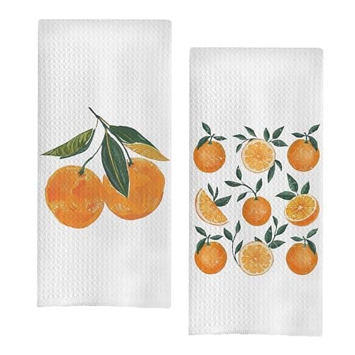 uinwk Orange Hand Towels for Bathroom,Fruit Kitchen Decor,Orange Dish Bathroom Kitchen Decor,Summer Towel,16x24 Inches Set of 2 - Image 1