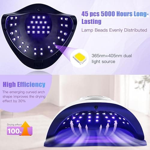 UV LED Nail Lamp 320W Professional Gel Nail Dryer with 66 LED Beads, Fast Curing Nail Lamp with Auto Sensor, 4 Timer Settings (10s/30s/60s/99s) for Gel Polish Home Salon thumbnail 2