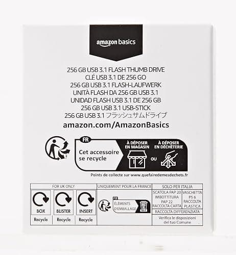 Amazon Basics 256 GB Ultra Fast USB 3.1 High Capacity Flash Drive for Data Transfer and Storage, Black thumbnail 8