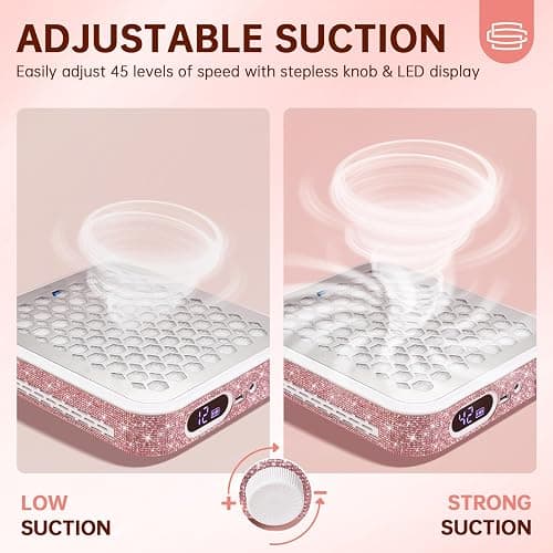 CHRISTINE SHELLY Nail Dust Collector, Rechargeable Dust Collector Nail Tech, Powerful Vacuum Fan Vent Dust Collector Extractor Dust Suction Machine for Acrylic Nails Polishing, Nail Salon&Home, Pink thumbnail 7
