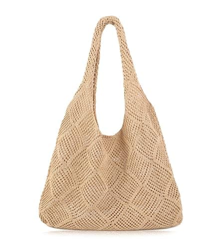 COOKOOKY Crochet Beach Tote bag Summer Beach Bag for Women Aesthetic Mesh Tote Bag Hippie Bag Knit Bag - Image 1