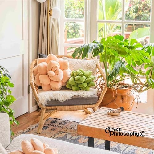 Green Philosophy Co. Succulent® Pillow 16" – Soft 3D Decorative Flower Throw Pillow, Unique Olive Green Plush Flower Cushion, Perfect for Couch, Sofa, Bedroom Decor, Gift for Plant Lovers thumbnail 6