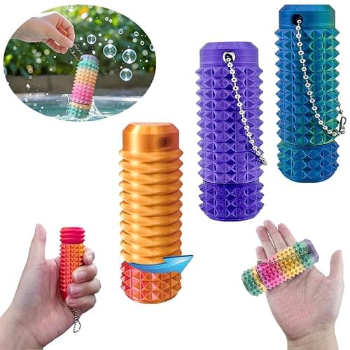2Pcs Upgrade Little Pain Ouchies Pain Stim Fidget, 3D Printed Fidget Toys Anxiety Relief Items, Rotatable Grippie Stim Keychain, Stim Toys for Autistic Adults, Hard Spiky Sensory Toys, Easter Gifts thumbnail 5