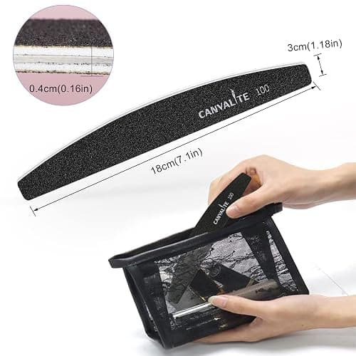 Canvalite 40 PCS Nail File 100/180 Grit Peel and Stick Nail Files Replaceable Emery Boards Reusable Nail File for Acrylic Nails Professional for DIY Salon Use thumbnail 8