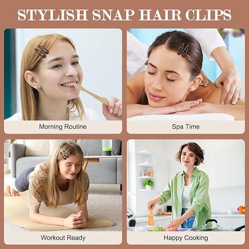 FLAREANN Glossy Brown Snap Hair Clips, 50 PCS Hair Barrettes for Women | non-slip metal design in warm neutral brown tones, everyday minimalist hair accessories, 2 Inch thumbnail 7