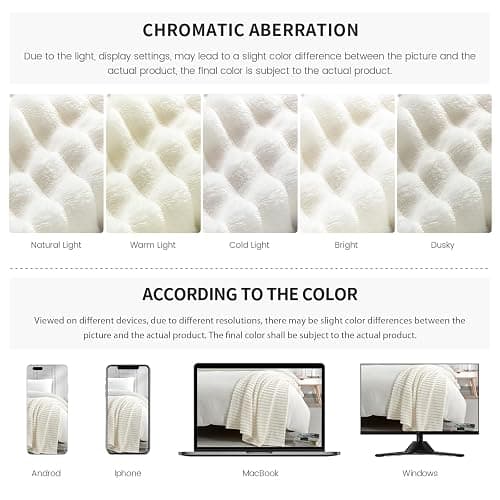 BOURINA Flannel Fleece Throw Blanket Lightweight Cozy Plush Microfiber Fleece Throw,White 60x80 inches thumbnail 6