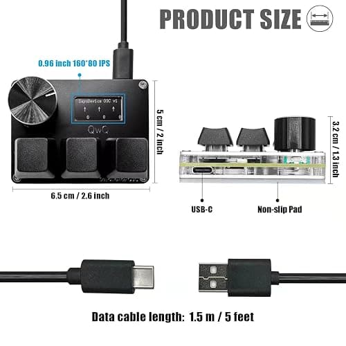 BTXETUEL SayoDevice O3C OSU Keyboard Rapid Trigger Hall Switches Magnetic Linear Switches Keyboard with Knob and Screen,Copy Paste,Shotcut,Macro Hotswap Mini Keypad.… thumbnail 3