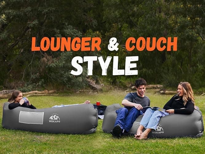 WEKAPO Inflatable Couch Air Lounger Chair - Camping & Beach Accessories, Portable Blow up Sofa for Hiking, Lawn, Indoor/Outdoor Movies & Music Festivals. Lightweight and Easy to Set Up Air Hammock - Purple thumbnail 8