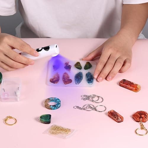 Resin Polishing Kit, Winartton Cordless Rotary Tool Kit for Resin Molding, Manicure, Wooden DIY Crafts, Electric Resin Drill with UV Light, 5-Speed Adjustable, 138 PCS Jewelry Making Kit thumbnail 8