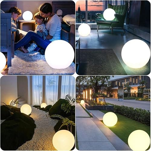 16 In Cordless LED Glowing Ball Light, LED Globe Orb Night Light w/Remote,16RGB Color Changing Waterproof Light Up Ball Rechargeable Indoor/Outdoor Mood Lamp for Nursery Garden Patio Party Bar Decor. | BALMOST RGB Color Changing Light Up Ball w/Remote, Rechargeable Orb Lamp Waterproof Globe Floor Lamp for Bedroom Garden Patio thumbnail 6