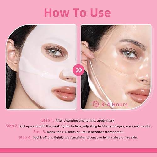 dewyhour Collagen Face Mask: 5 Pack Hydrating Deep Collagen Mask Face Overnight Sheet Mask with Hyaluronic Acid | Firming & Elasticity Skin, Korean Face Mask, Pore Minimizing, Glass Glow Skin thumbnail 3