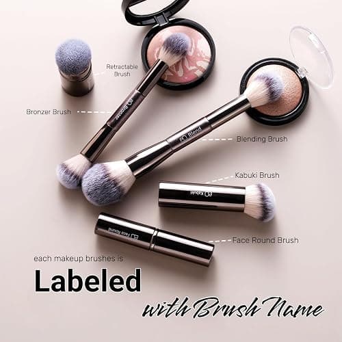 Professional Makeup Brushes BS-MALL With Travel Case - Kabuki Brush Eyeshadow Brush, Concealer Brush, Blush Brush Bronzer & Foundation Brush 20 Pcs, Labeled Daily Use & Versatile Occasions Gift Box thumbnail 3