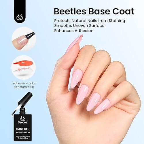 Beetles Gel Top Coat and Base Coat Set - 2Pcs 15ml Super Shiny and Long Lasting for Gel Nail Polish Soak Off LED Nail Lamp Fall Halloween Nail Art Design thumbnail 5