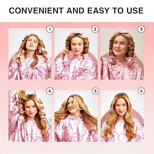 Hello Kitty x Kitsch XL Satin Heatless Curling Set- Heatless Hair Curler To Sleep In for Frizz-Free & Soft Curls, Comes with Bow Shape Design Hair Claw and Satin Scrunchies, Gifts for Women, 4pc Set - Pink Kitty Faces thumbnail 5