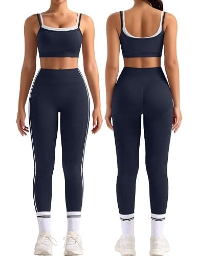 TDIFFUN Workout Sets for Women 2 Piece Seamless Scrunch Butt Lifting Leggings Padded Sports Bra Matching Set Gym Yoga Outfits - Image 1