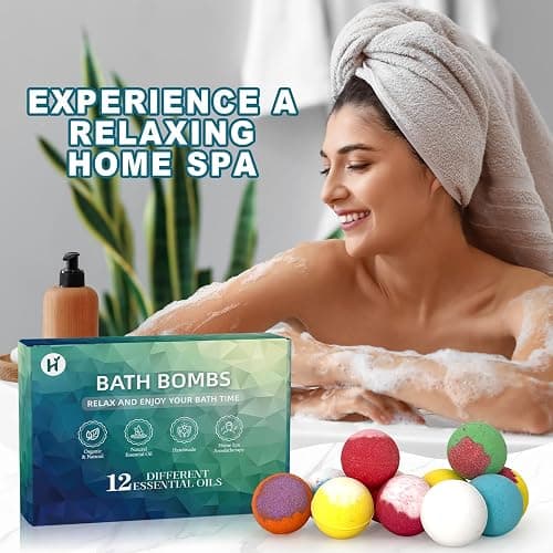 Bath Bombs for Women Mom Her Set, Christmas Stocking Stuffers for Teen Gifts - 12Pack Handmade Natural & Organic, Spa Relaxing Birthday Gifts for Men, Aromatherapy Bubble Bath, White Elephant Gifts thumbnail 3