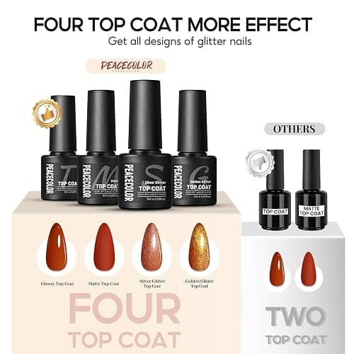 PEACECOLOR 58PCS Gel Nail Polish Set: 35+5 Colours Nail Gel Polish with Drill and Lamp, White Pink Red Nail Kit, Glossy Matte Glitter Base Top Coat, Salon Full Tools Set for Gifts thumbnail 6