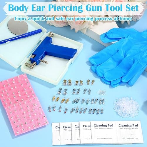 Ear Piercing Gun with Piercing Tools Kit, Professional Ear Nose Piercing Gun Machine with Stainless Steel Piercing Studs, Crystal Earrings Set for At Home Salon Earlobe Cartilage Helix Tragus Piercing thumbnail 3