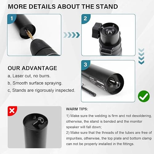 Vondynote Set of 2 Desktop Clamp Speaker Stands Short Studio Monitor Stands Height Adjustable thumbnail 5