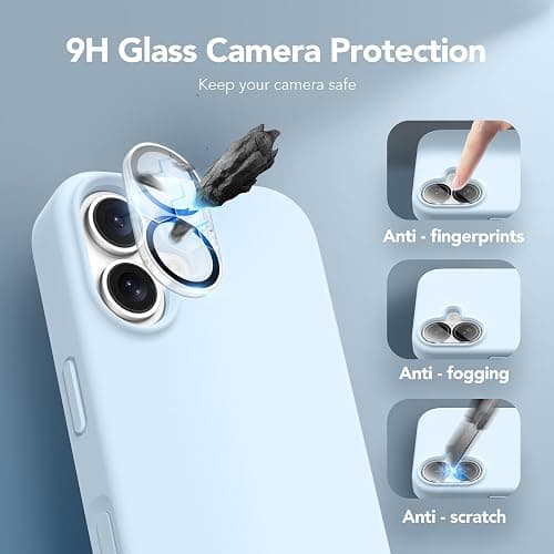 GONEZ Magnetic for iPhone 16 Case, Compatible with MagSafe, [Screen Protector + Camera Lens Protector], Liquid Silicone Shockproof Protective Phone Case for iPhone 16 6.1", Blue thumbnail 7