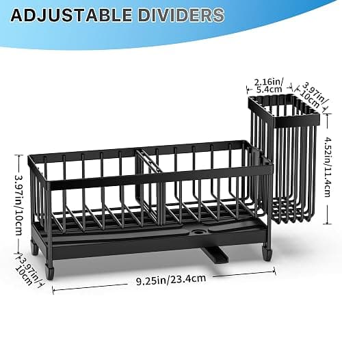 Cisily Sponge Holder for Kitchen Sink, Sink Caddy Organizer with High Brush Holder, Kitchen Countertop Organizers and Storage Essentials, Rustproof 304 Stainless Steel (Black, 9.25″) thumbnail 2