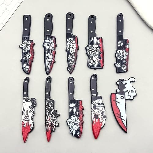 WOCRAFT 20pcs Halloween Charms for Jewelry Making - Fake Flower Knife Mini Gothic Acrylic Horror Pendant for Necklace Earring Bracelet DIY Craft Supply (SN940) thumbnail 3