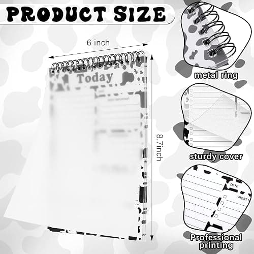 Gueevin Cow Print To Do List Notepad, Cute Daily Task Planner for Women, 50 Sheets Spiral Desk Notepad, Cows Desk Accessories Gift for Cow Lovers Office School thumbnail 3